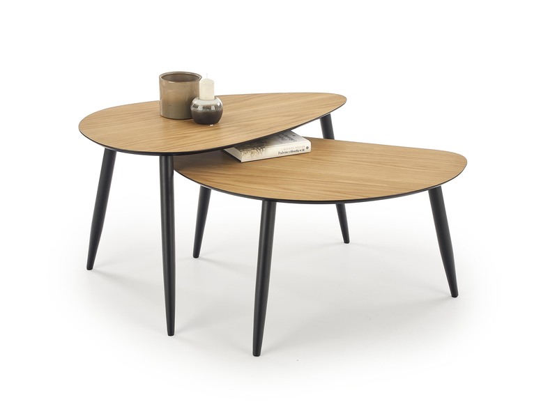 GENEVA zestaw 2 ław blat - dąb złoty, nogi - czarne (1p=1szt)