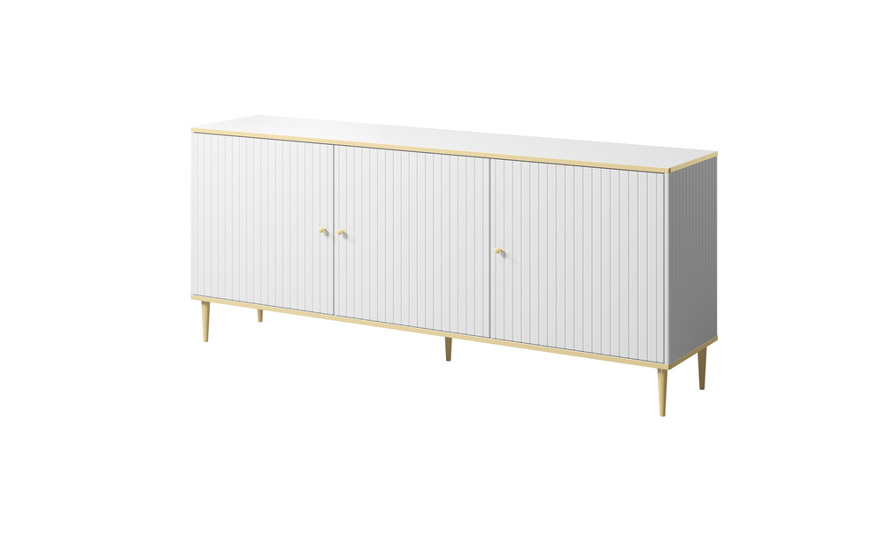 GLAMOUR KOMODA 180 BIAŁY MAT/ BIAŁY MAT+ZŁOTY