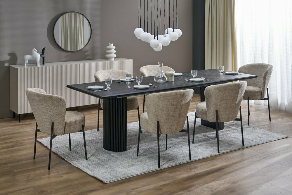 BOLERO stół rozkładany 160-250x90x78 cm dąb naturalny/czarny