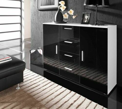 UNI KOMODA BIAŁY/CZ POŁYSK BLACK