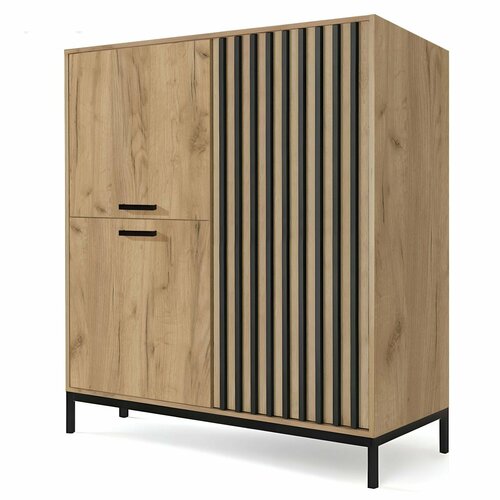 LAMINO KM-2 komoda dąb craft/czarny, nogi: czarny