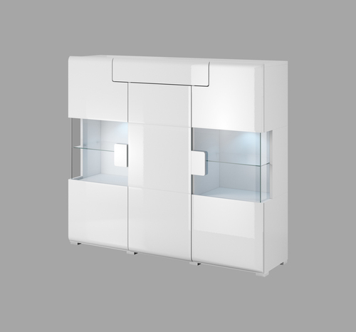 TOLEDO białe komoda 3D 1S szkło